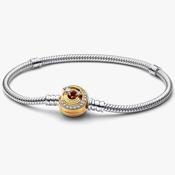 NWOT Moments Shooting Star Clasp Snake Chain Bracelet Sterling Silver 925 - Picture 1 of 10